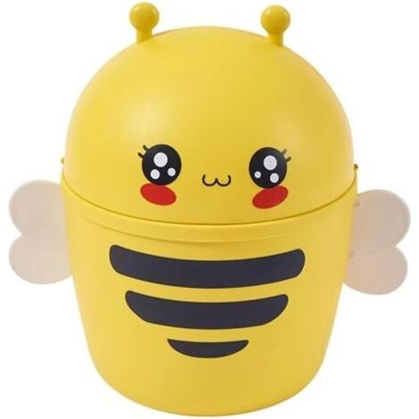 Mini-Bienen-Schreibtischabfalleimer, Kunststoff, 20,5 x 14,7 x 21 cm, 4,34 l, mit Deckel, Comic-Tier, für Büro, Kinderzimmer, Kommode, Nachttisch (1/5)