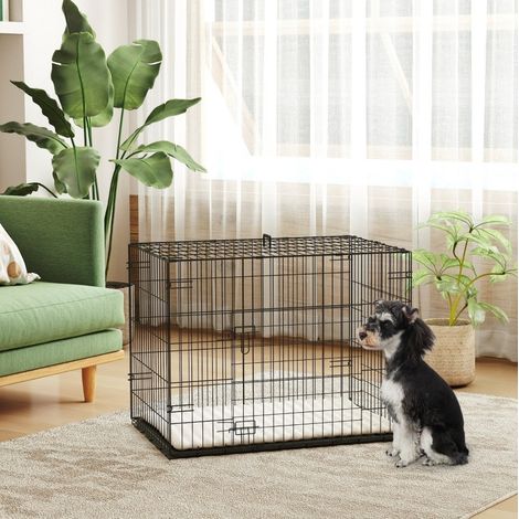 Gabbia pieghevole per cani 75x48,5x53 cm in metallo nero da viaggio FloraGrace (1/5)