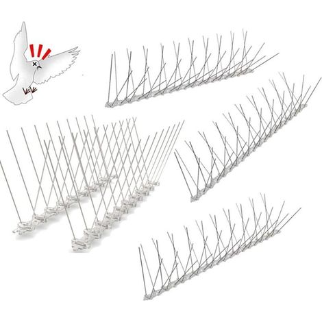 Pic Anti Pigeon Inoxydable, 1M 4 Rangées Pique Anti Pigeon Balcon, Pré-assemblé Flexible Pic Anti Oiseaux pour Moineaux Hirondelles Corneilles Chat (1/4)