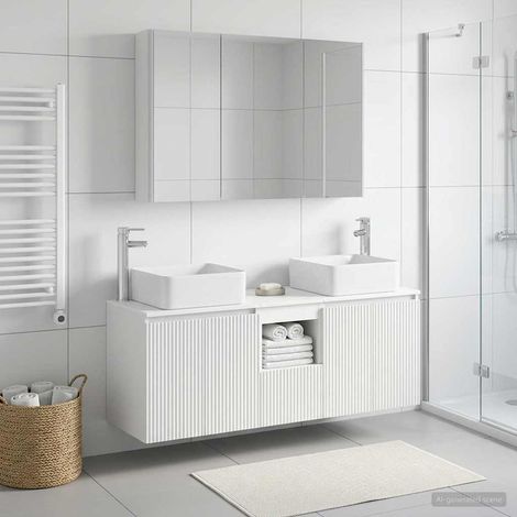 vidaXL Bathroom Cabinet Set 4 pcs White Engineered Wood (1/5)
