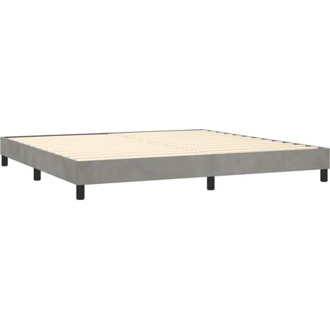 Somier de láminas sobre patas estructura de cama 200x200 cm tela terciopelo gris claro TDL0207172