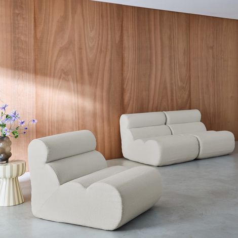 Lot de 3 chauffeuses bouclette texturée blanc 1 place - L 81 x P 99 x H 75cm - Nova (1/5)