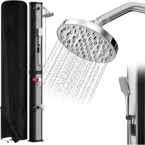 Doccia solare 60L con copertura protettiva, con doccetta, in argento Doccetta estiva Doccetta da giardino Doccetta da esterno Doccetta da piscina