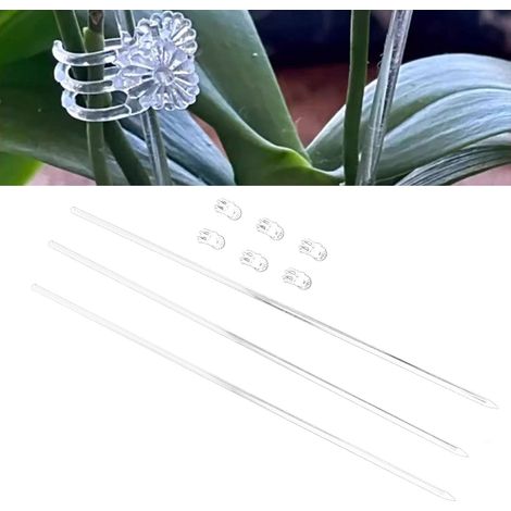 Tuteurs Transparents en Acrylic - 16 Pcs 15.6 Inch avec 20 Clips pour Orchidées et Plantes en Pot - Soutien pour Fleurs (1/5)
