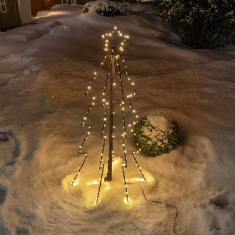 esotec Solar Weihnachtsbaum faltbar H=80cm Metall 200 LEDs 2800K warmweiß 103415