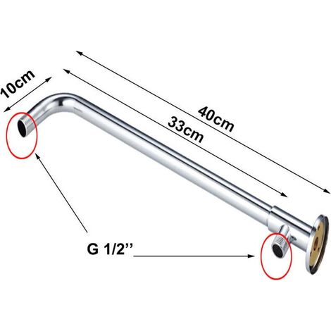 Extendable 40cm wall-mounted shower arm in stainless steel – G1/2″ connection for shower head, robust and adjustable