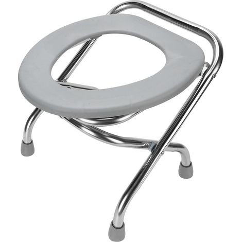 Chaise percée pliante portable en acier inoxydable antidérapant pour adultes, hauteur 30 cm (1/5)