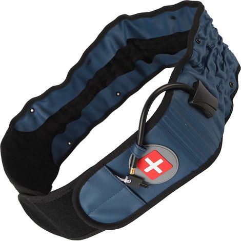 Ceinture de traction lombaire gonflable pour réduire la pression et soutenir le bas du dos, avec pompe manuelle bleue (1/5)