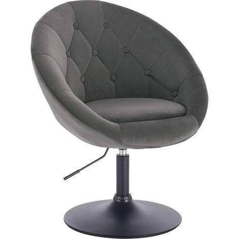 Woltu – Tabouret de bar en velours réglable – Chaise pivotante 360° – Hauteur 45-57 cm – Pour cuisine, salle à manger, salon – Gris foncé (1/4)