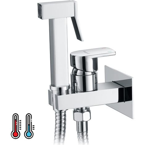 Ibergrif M22019 - Kit Doccetta Esterno per Wc e Bidet, Acqua Calda e Fredda, Doccetta Bidet a Mano Doccia per Bagno Set Completo Doccia Bidet (1/4)