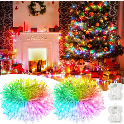 Guirlandes Lumineuses Étanches - 10M 2PCS Guirlandes Lumineuses pour Pergola/Mur/Clôture, Jardin, Extérieur 8 Modes de Clignotement(sans Batterie) (1/5)