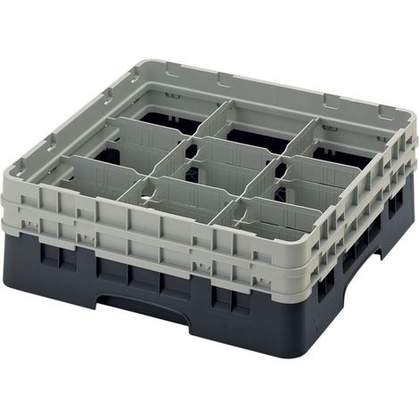 Casiers de lavage - 9 compartiments verres - Haut max 13.3 cm - 50 x 50 x 18.4 cm - Lot de 4 - Cambro