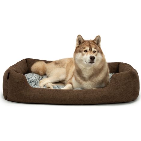 lionto Hundebett Hundekissen Hundekörbchen mit Wendekissen meliert Größe L 110x80 cm Farbe braun (1/5)