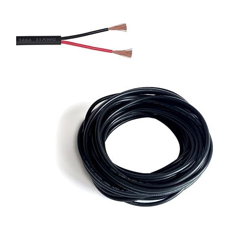 Electric Wire 22AWG 20M 2 Wires Double Strand Tinned Copper Wire Black PVC Cable Flexible Led Extension Cable for Electronic Wiring 0.5mm² (1/5)