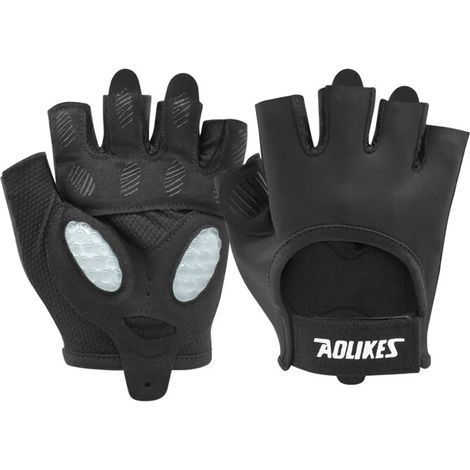 (Noir, Taille L) Gants de sport respirants, unisexes, adaptés au cyclisme et à l'entraînement de musculation en salle de sport.
