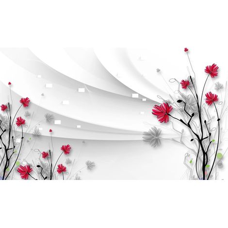 Tappetino magnetico per copritermosifone, Fiori, Immagine 3D, 60x100cm (1/3)
