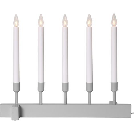 Star Trading Chandelier 'Vind', 5 flammes, mélange de matériaux, beige