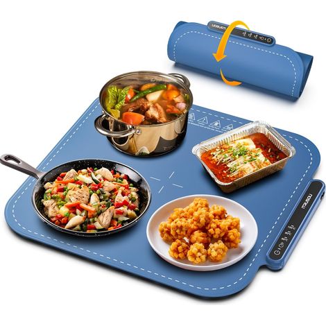 Chauffe-plat silicone bleu 44 cm – Chauffage rapide et réglable