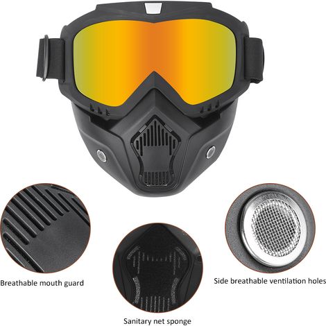 Masque moto amovible avec lunettes de protection pour VTT et cyclisme (rouge)