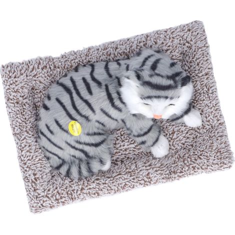 Décoration de chat miniature en peluche, motif réaliste et mignon, avec charbon actif, pour voiture ou maison (impression bleue). (1/5)