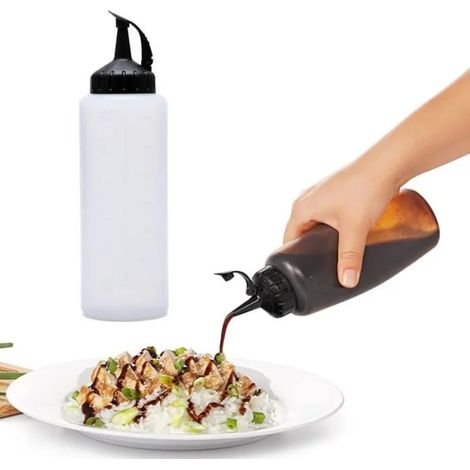 Bouteille à Sauce,Flacon souple de décoration,Presser Les Bouteilles avec Capuchon,Flacon Souple en Plastique,pour Barbecue,Ketchup (1/4)