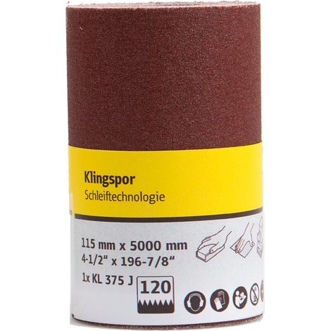 Klingspor Schleifrolle KL 375 J SB Gewebe Schleifrolle 115 x 5000 mm - K 80