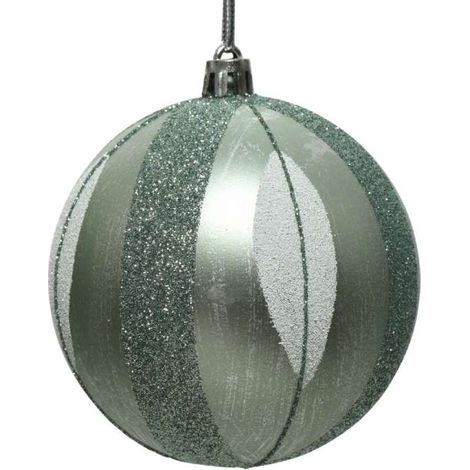 Sfera decorazione foglia glitter verde (1/2)