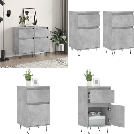 Sideboards 2 Stk. Betongrau 40x35x70 cm Holzwerkstoff - Sideboard - Wohnwand - Regal - Wohnzimmermöbel - Holzmöbel - Home & Living (1/5)