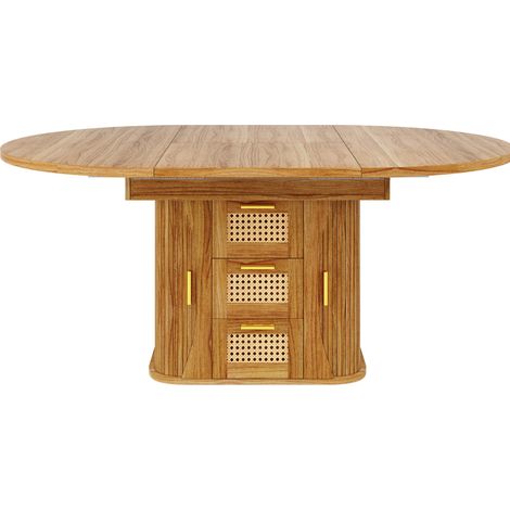 Tavolo da pranzo allungabile con contenitore, 118-158 cm, MDF e metallo, effetto legno (1/5)