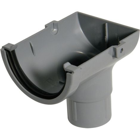 FloPlast 75mm Gutter Stopend Outlet - Durable Grey PVC (1/2)