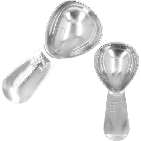 Ensemble de 2 cuillères doseuses à café en acier inoxydable 304 avec balance. (1/5)