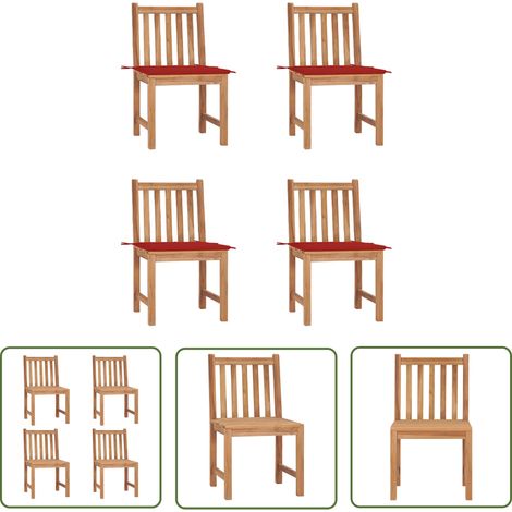 The Living Store Gartenstühle 4 Stk. mit Kissen Massivholz Teak - Gartenstühle - Teakholzmöbel - Outdoormöbel - Esszimmerstühle - Balkonmöbel (1/5)