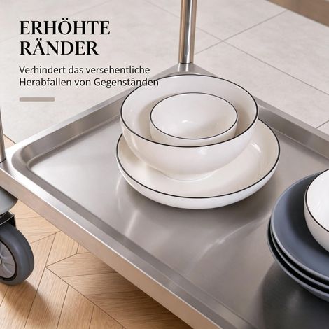 Carrito de cocina práctico, carrito de servicio elegante, carrito multiusos robusto con dos estantes. (1/5)