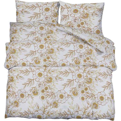 Maison Exclusive - Ensemble de housse de couette blanc et marron 220x240 cm Coton