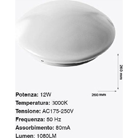 Plafoniera Da Soffitto Faretto Led 12w Tondo Pannello Luce 1080lm 26cm Design Moderno