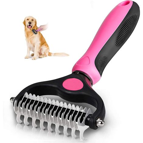 Hundehaarbürste, Katzenbürste, Entfilzungsrechen für Hunde, Fellpflegebürste zum Entfernen von Haaren, Fellpflegekamm für Unterwolle, beseitigt Unterwolle, Entfilzungsrechen für Tiere [lang/kurz/Unter (1/3)