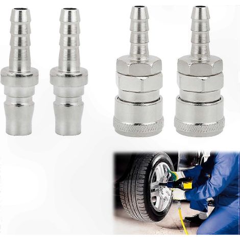 Tête de buse à connexion rapide de 8 mm avec connecteur mâle, adaptée aux systèmes de compresseurs pneumatiques. (1/5)