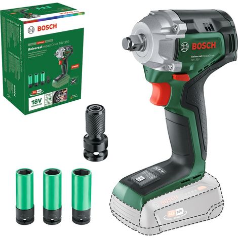 Bosch 18v Brushless 18v Impact Wrench UniversalImpactDrive 18V-350 + 3 Sockets