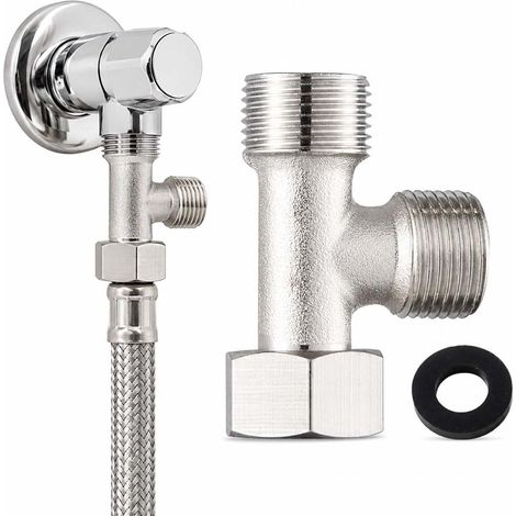 Connecteur En T 3 Voies, Vanne D'Inversion Wc En Cuivre 3/8" Avec Dents Latérales 1/2" Vanne, Connecteur De Tuyau 3 Voies, Dents Droites Pour Réservoir De Chasse D'Eau (1/5)