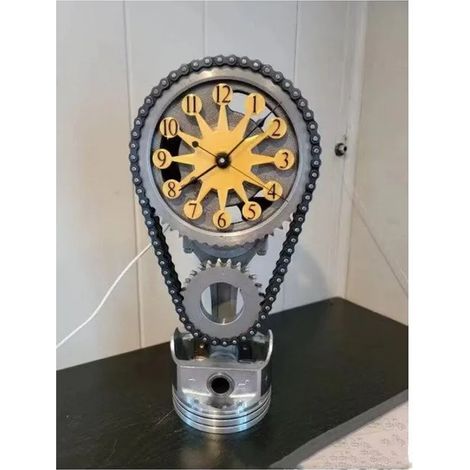 Montre murale Vintage 3D, horloge créative européenne à engrenages rotatifs, pièce décorative artisanale avec chaîne, style rétro américain, sans tic-tac, décoration murale unique (1/5)