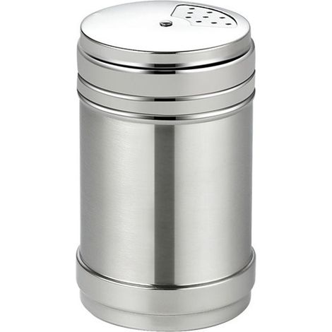 Pot à épices en acier inoxydable à rotation manuelle, à plusieurs trous, facile à nettoyer, pour le sel, le sucre et le poivre (taille moyenne). (1/5)