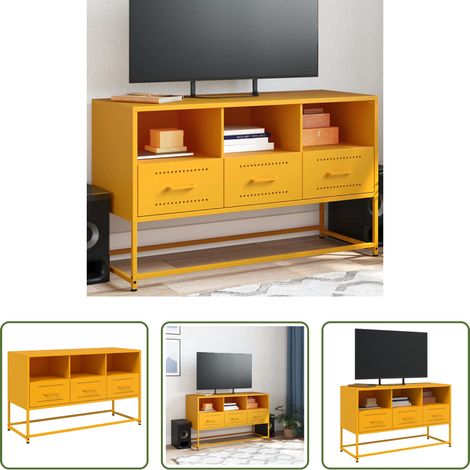 Stahl - TV-Schrank Senfgelb 100,5x39x60,5 cm Stahl (1/5)
