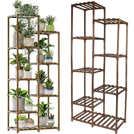 Supporto per fiori e piante, scaffale a due piani con 9 ripiani.