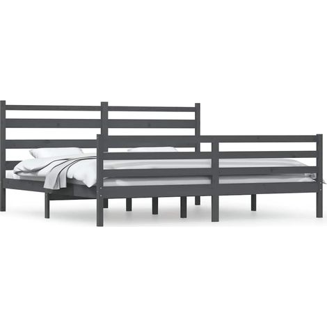 Maison Exclusive - Massivholzbett Kiefer 200x200 cm Grau (1/5)