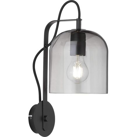 Wandleuchte Schwarz E27 Glas Metall Modern Wandlampe