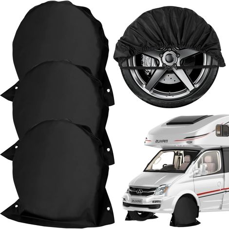Caravan Wheel Covers for Motorhome Trailer Set of 4 Waterproof Anti-UV for 27 to 29 Inch Tyres Diameter 72.5 x 72.5 cm (Black-4PCS) (1/5)