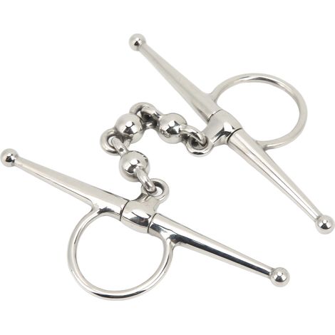 Mors de filet à joues pleines en acier inoxydable 135mm avec chaîne à boules pour équitation (1/5)