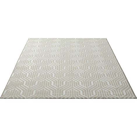 FLOORNOVO Hochflor Teppich Beige gemustert - 200 x 140 cm - Besonders Weicher Teppich Wohnzimmer & Badezimmerteppich - Pflegeleicht - vielseitig einsetzbar im Innenbereich (1/2)
