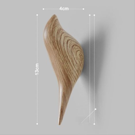 Gancio appendiabiti 3D da parete, con motivo a uccellino e finitura effetto legno (effetto venatura del legno).