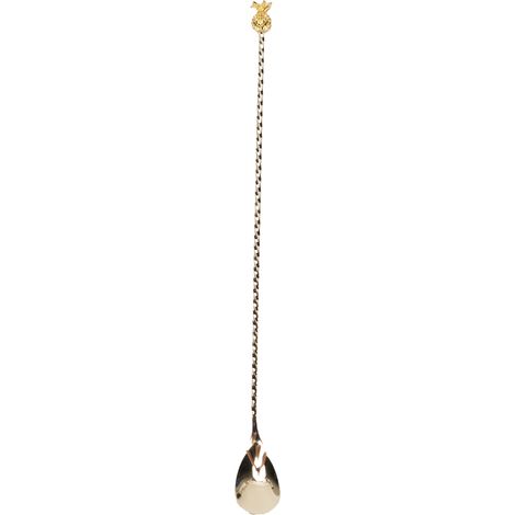 Cuillère à cocktail en acier inoxydable, longue cuillère de bar pour mélanger les boissons, design élégant doré, prise confortable (1/5)
